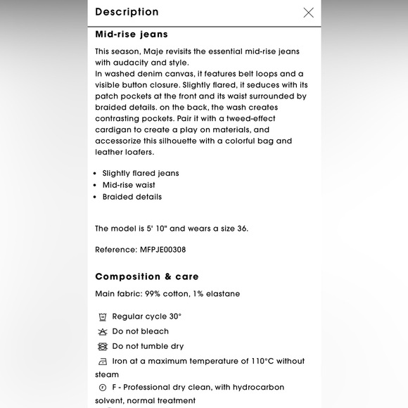 Maje NWT Women’s maje Jeans with Braided
Trim size 42 - Picture 14 of 14